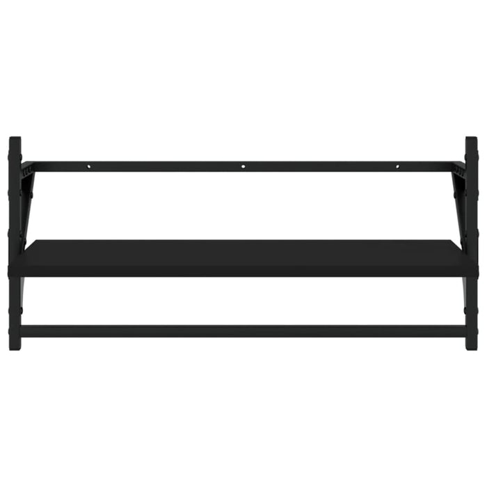 4 Piece Wall Shelf Set with Bars Black Engineered Wood