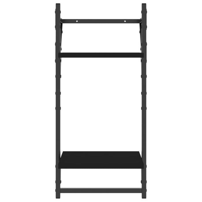 4 Piece Wall Shelf Set with Bars Black Engineered Wood