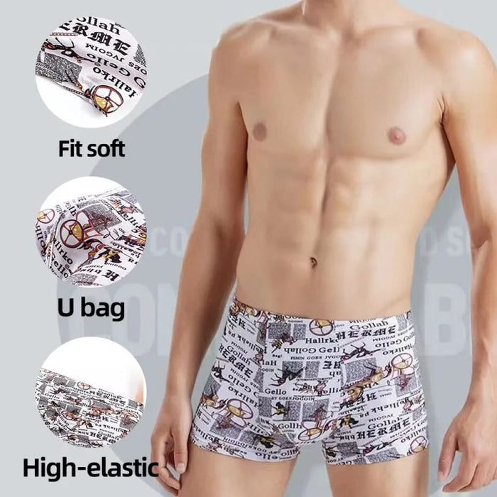 4 Pieces Soft Breathable Printing Boxers Shorts For Men