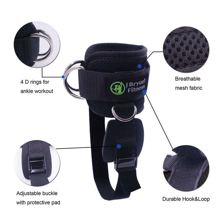 4 D-rings Adjustable Ankle Straps for Cable Machines