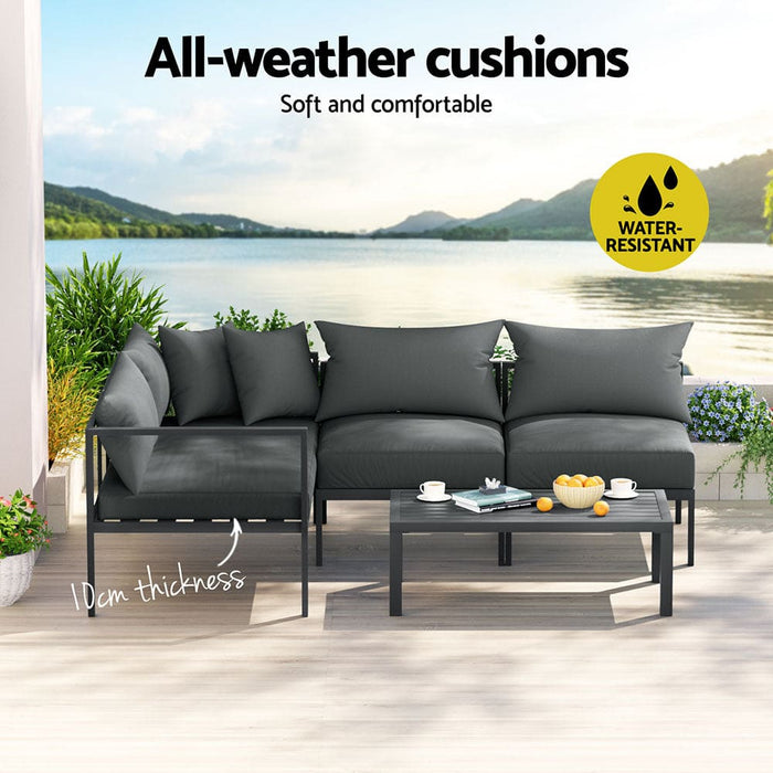 4 Seater Outdoor Sofa Set Aluminium Patio Furniture Setting