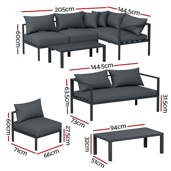4 Seater Outdoor Sofa Set Aluminium Patio Furniture Setting