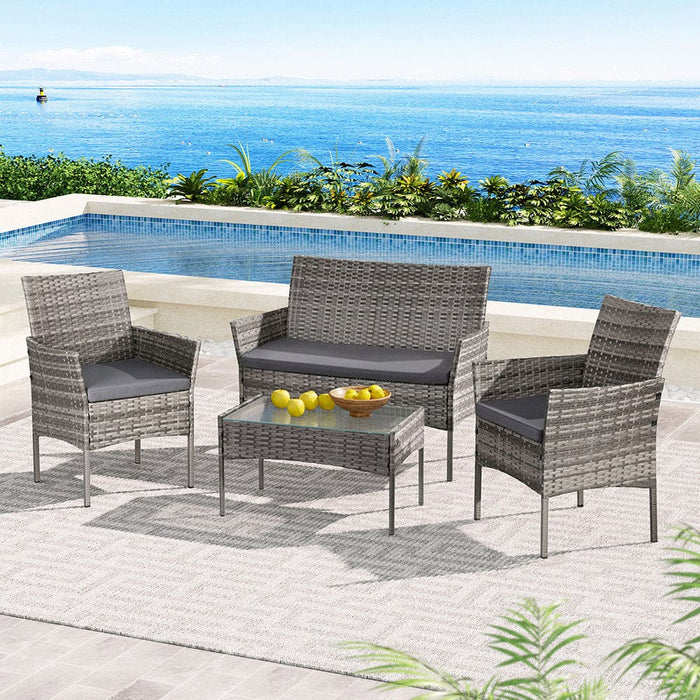 4 Seater Outdoor Sofa Set Wicker Setting Table Chair