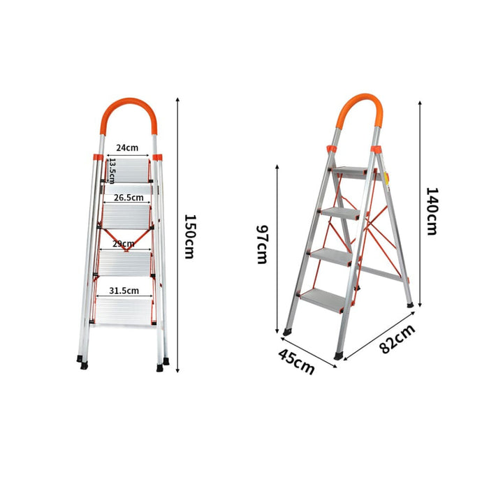 4 Step Ladder Multi-purpose Folding Aluminium Lightweight