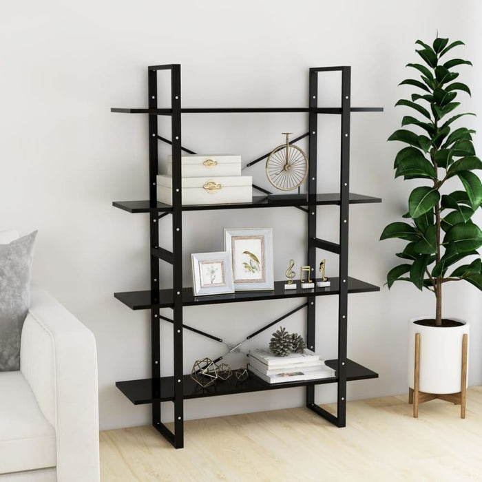 4-tier Book Cabinet Black 100x30x140 Cm Chipboard Nblain
