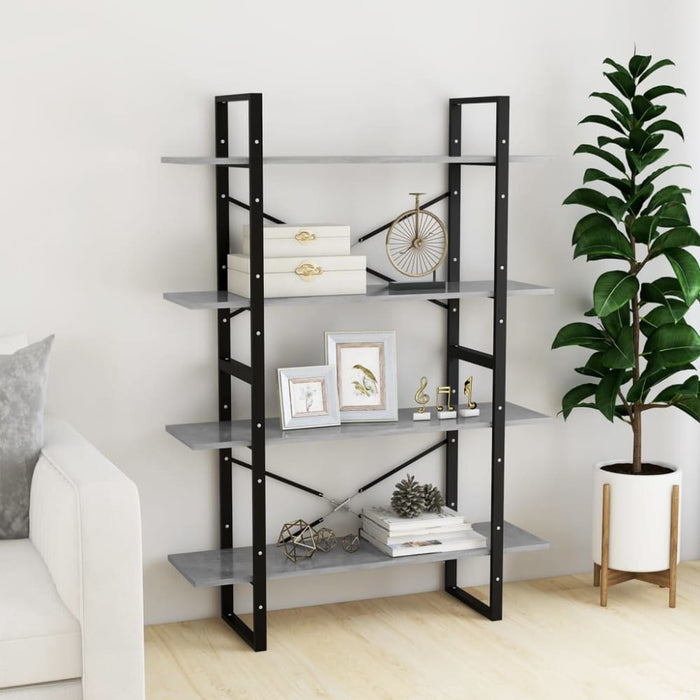 4-tier Book Cabinet Concrete Grey 100x30x140 Cm Chipboard