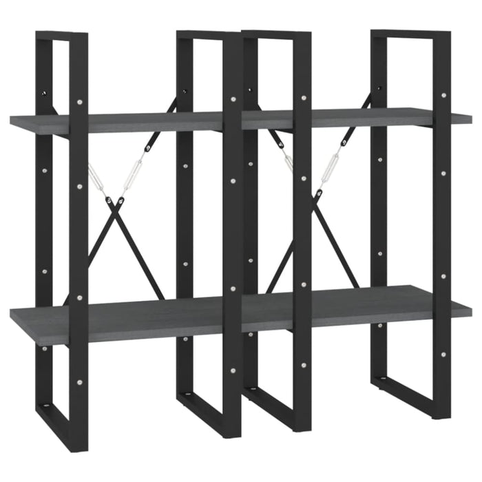 4-tier Book Cabinet Grey 40x30x140 Cm Solid Pine Wood Nblaxa