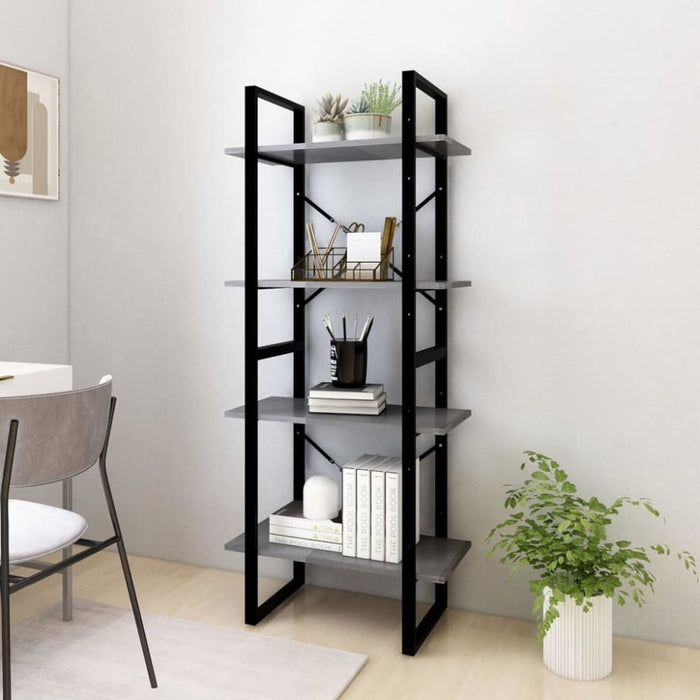 4-tier Book Cabinet Grey 60x30x140 Cm Solid Pine Wood Nblaaa