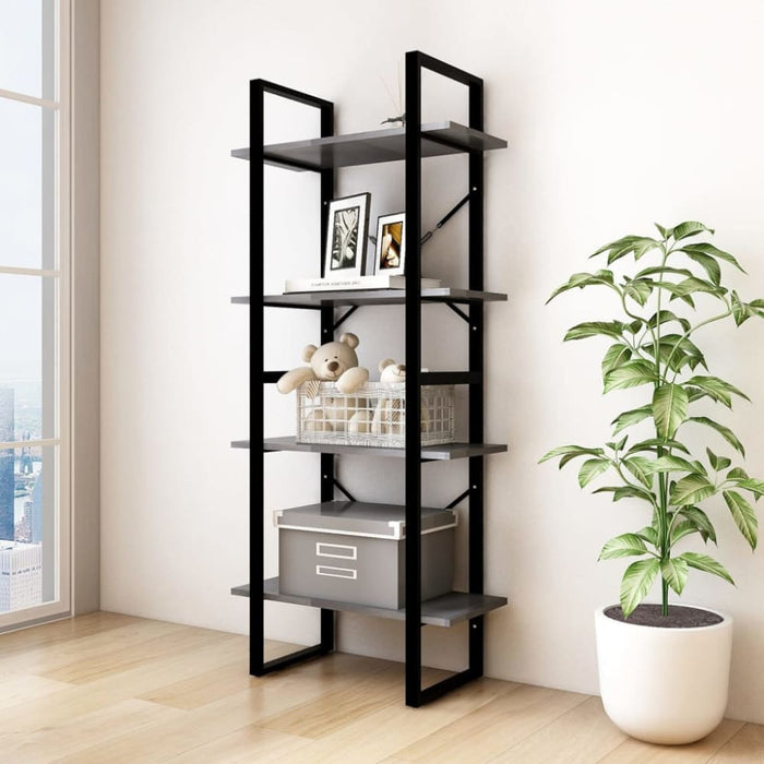4-tier Book Cabinet Grey 60x30x140 Cm Solid Pine Wood Nblaaa
