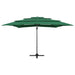 4-tier Parasol with Aluminium Pole Green 250x250 Cm Totnxo