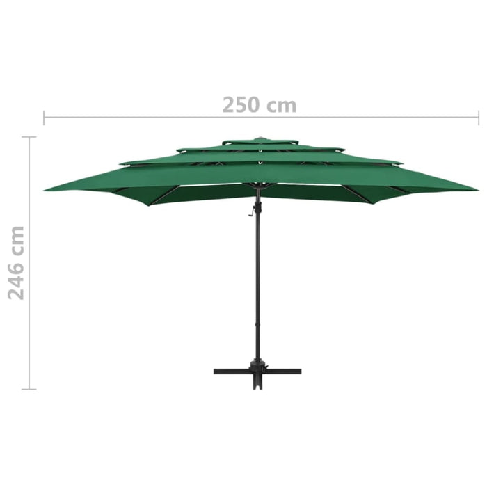 4-tier Parasol with Aluminium Pole Green 250x250 Cm Totnxo
