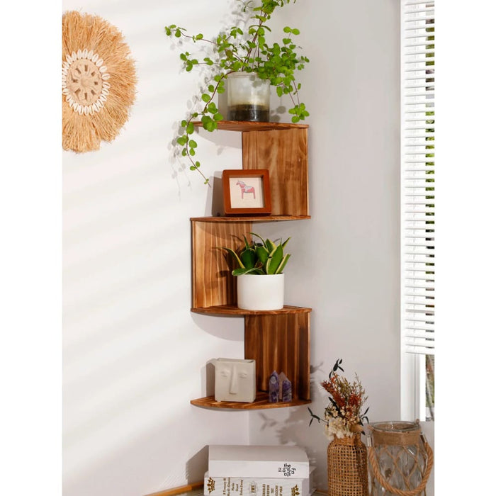 4 Tier Wood Wall Mounted Display Stand