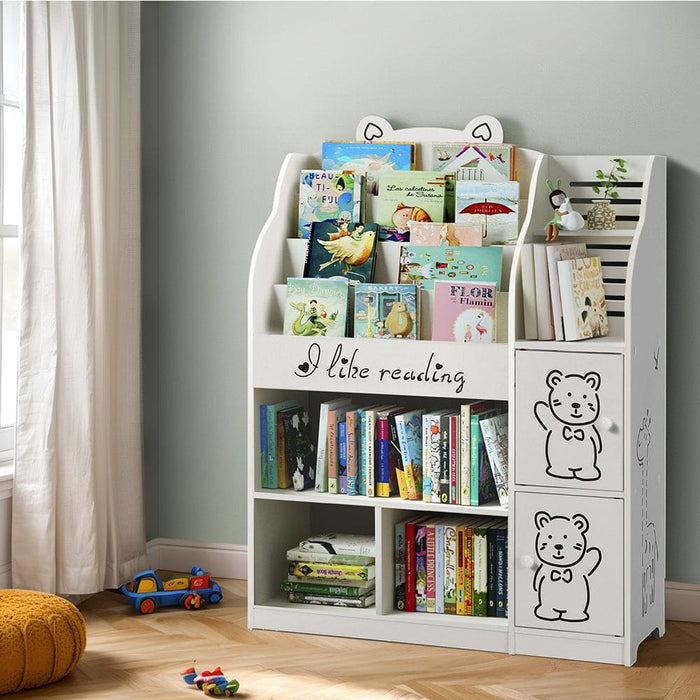 4 Tiers Kids Bookshelf Storage Children Bookcase Toy