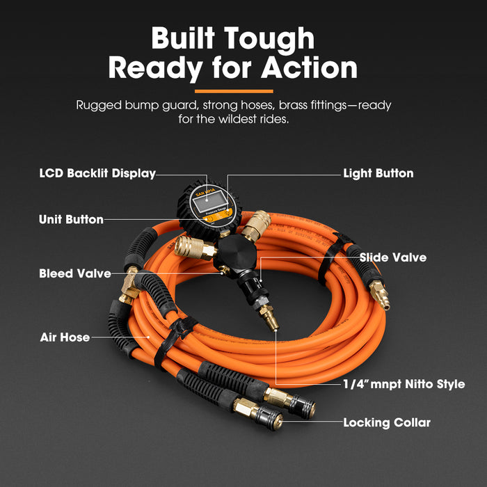 4-Way Digital Tyre Inflator 250 Psi Car Air Compressor Tire Gauge Hose