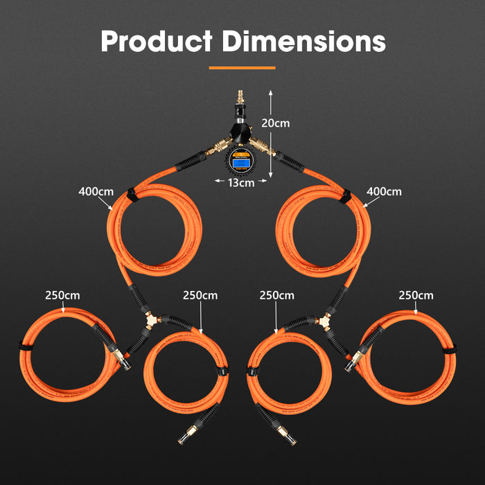 4-Way Digital Tyre Inflator 250 Psi Car Air Compressor Tire Gauge Hose