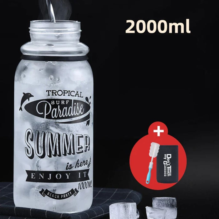 400/2000ml Glass Cup with Lid for Coffee