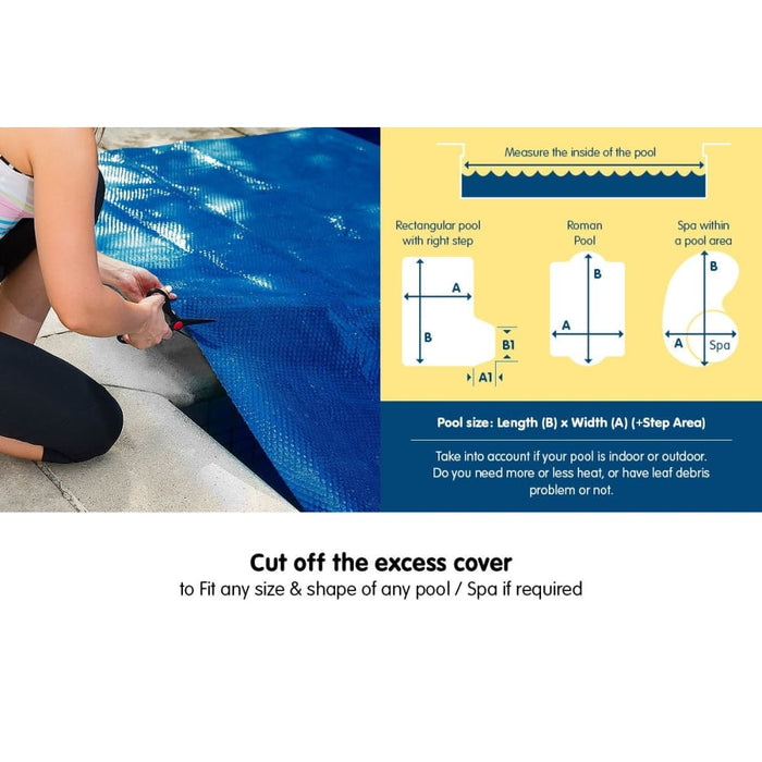 400 Micron Solar Swimming Pool Cover Silver Blue - 7m x 4m