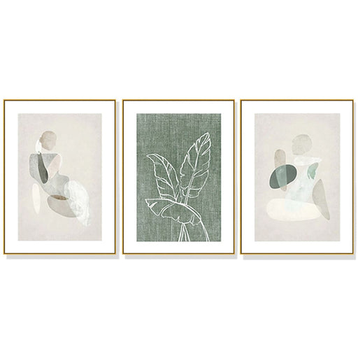 40cmx60cm Abstract Body And Leaves 3 Sets Gold Frame Canvas
