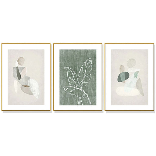 40cmx60cm Abstract Body and Leaves 3 Sets Gold Frame Canvas