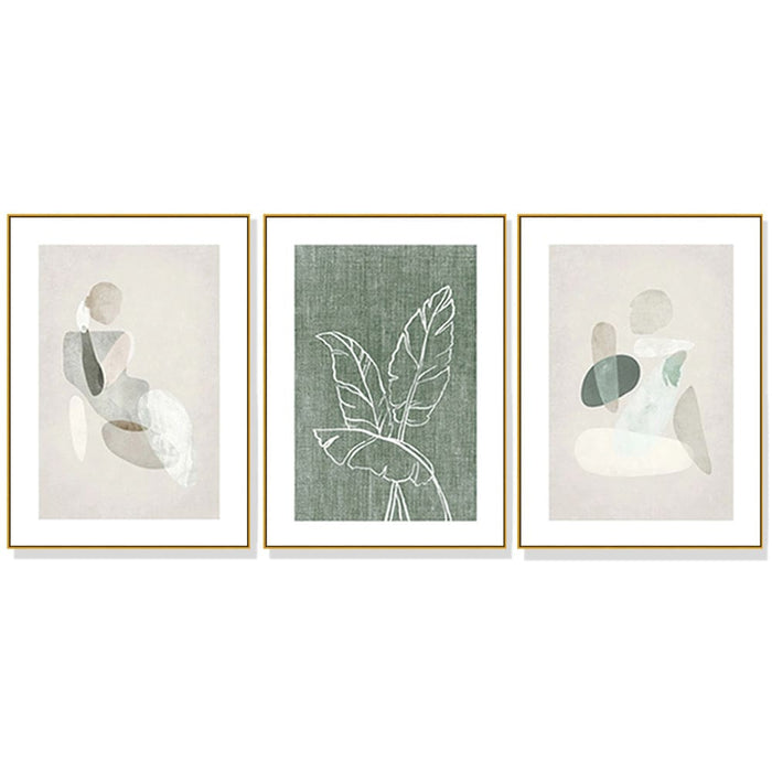 40cmx60cm Abstract Body and Leaves 3 Sets Gold Frame Canvas