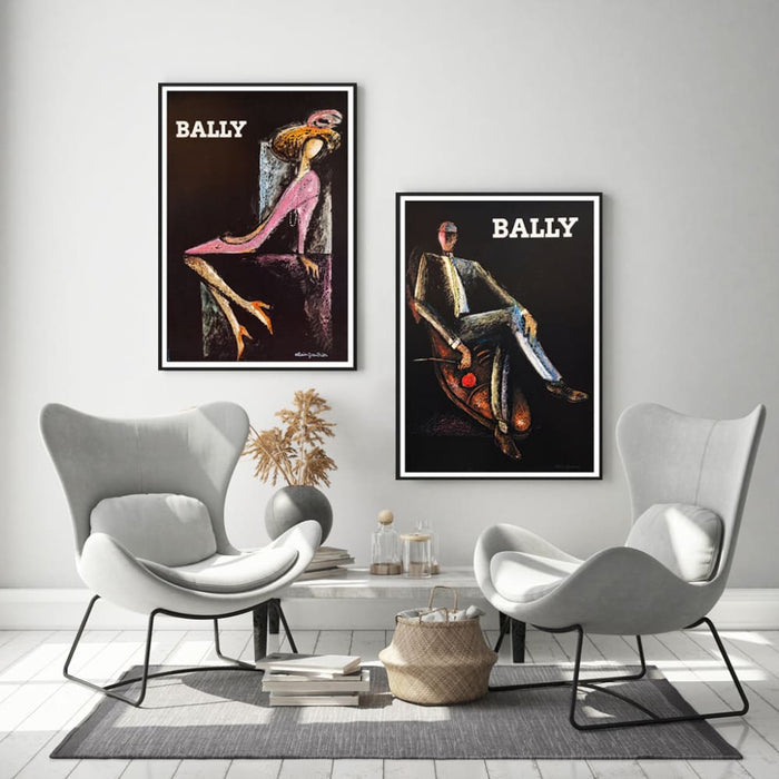 40cmx60cm Bally Man & Woman 2 Sets Black Frame Canvas Wall