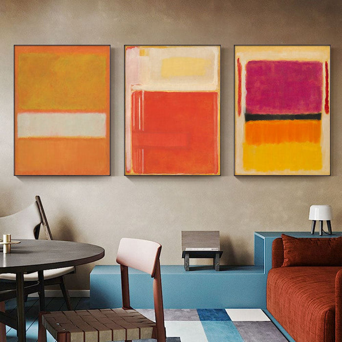 40cmx60cm Colourful 3 Sets by Mark Rothko Black Frame