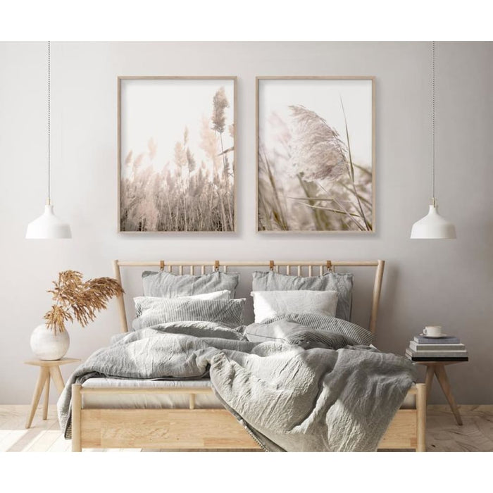 40cmx60cm Pampas Grass 2 Sets Wood Frame Canvas Wall Art