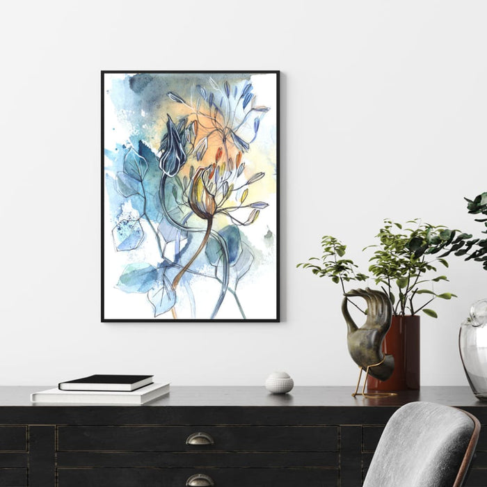 40cmx60cm Watercolor Style Abstract Flower 3 Sets Black