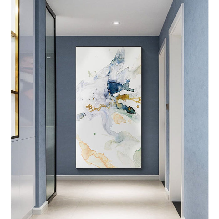 40cmx80cm Abstract Watercolour Style Black Frame Canvas