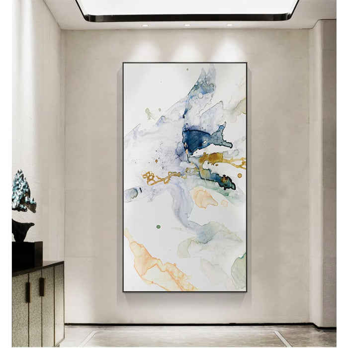 40cmx80cm Abstract Watercolour Style Black Frame Canvas