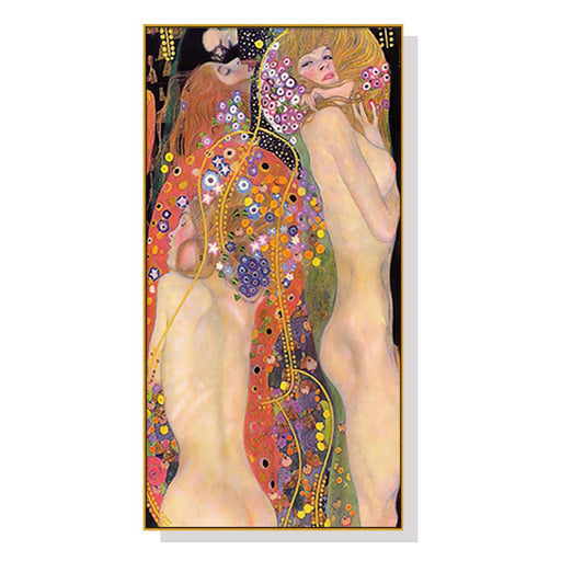 40cmx80cm Water Serpents by Gustav Klimt Gold Frame Canvas