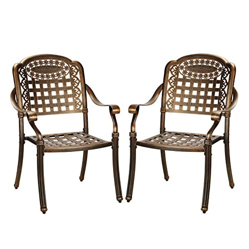 Outdoor Furniture Dining Chairs Cast Aluminium Garden Patio Chairs X2