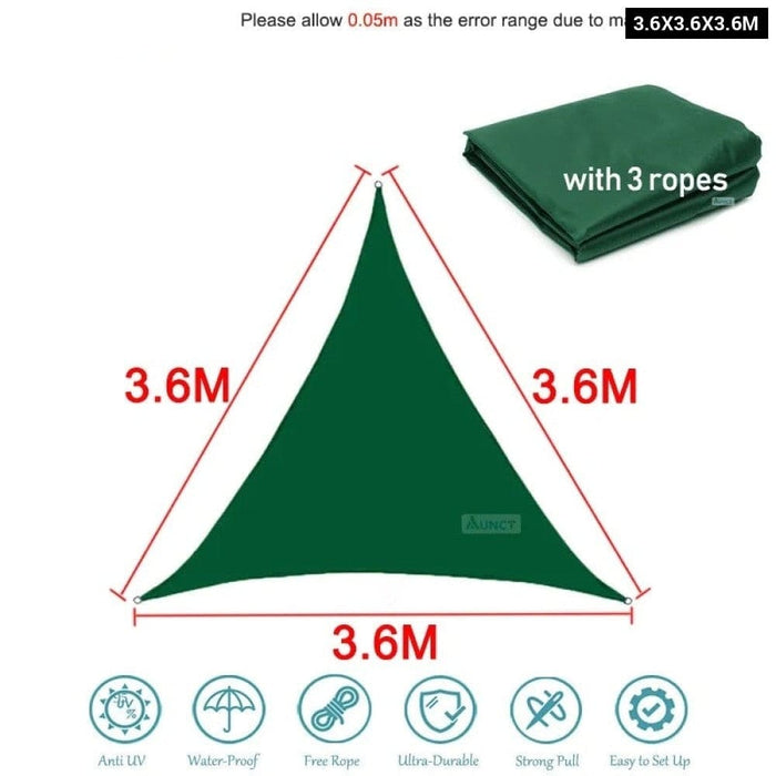 420d Triangle Shade Sail Green Waterproof Polyester Awning