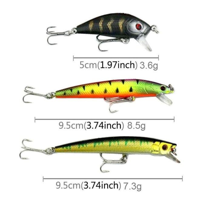 43 Piece Fly Fishing Lure Set 6 Models Hard Bait Wobbler