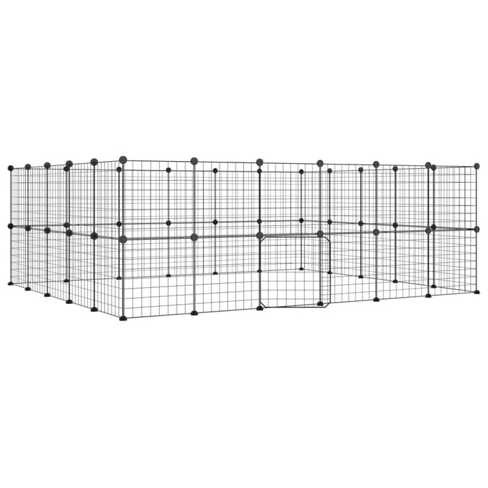 44-panel Pet Cage with Door Black 35x35 Cm Steel Tooabab