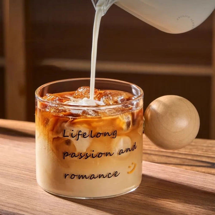 450ml Coffee Cup Set with Wooden Handle and Coaster