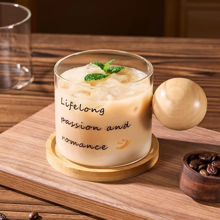 450ml Coffee Cup Set with Wooden Handle and Coaster