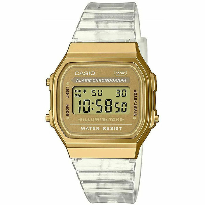 Unisex Watch By Casio Vintage Collection Transparent Band Gold