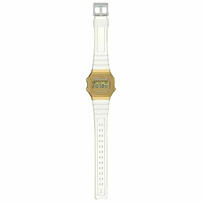 Unisex Watch By Casio Vintage Collection Transparent Band Gold