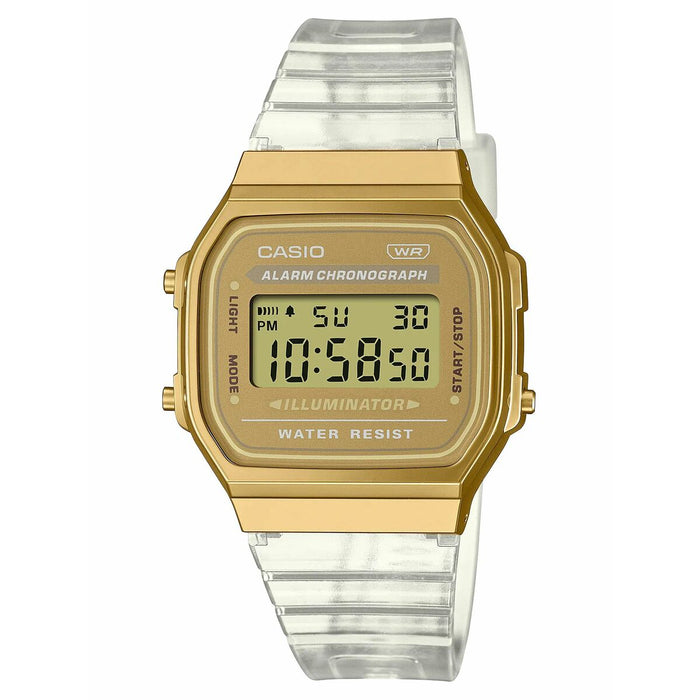 Unisex Watch By Casio Vintage Collection Transparent Band Gold
