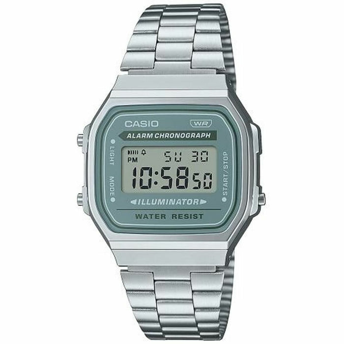 Unisex Watch By Casio A168Wa3Ayes Green Silver 35 mm