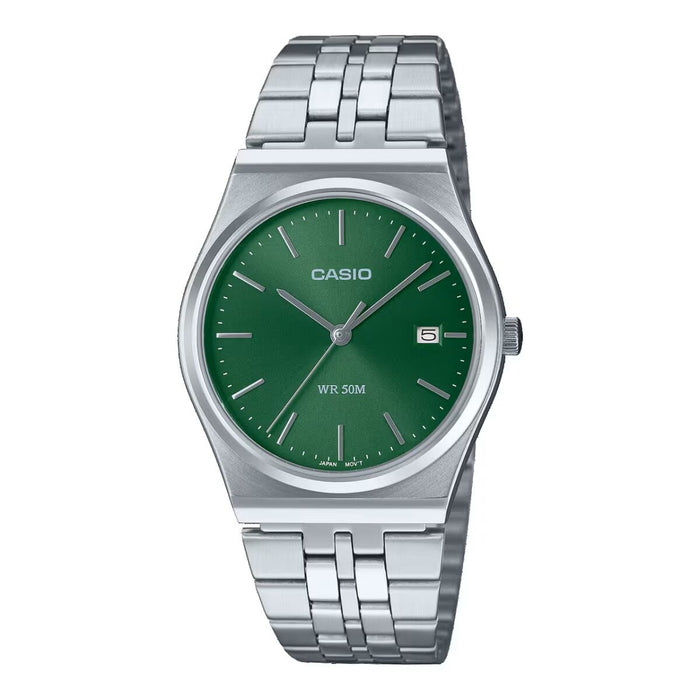 Mens Watch By Casio Green Silver 35 Mm
