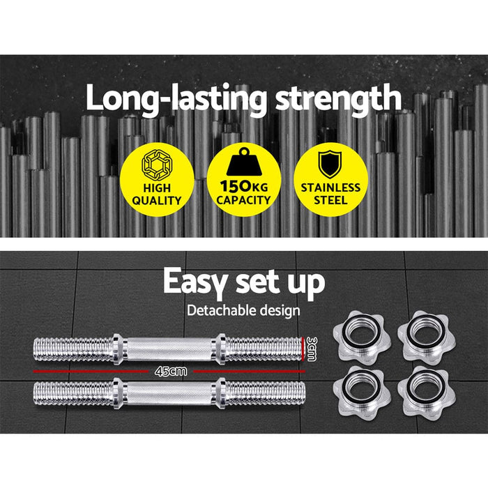 Goslash Picks 45cm Dumbbell Bar Solid Steel Pair Gym Home