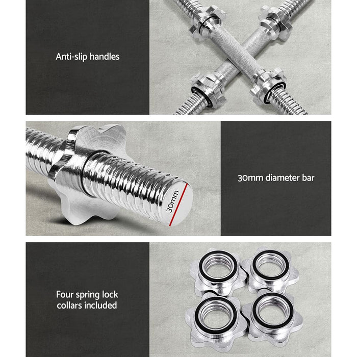 Goslash Picks 45cm Dumbbell Bar Solid Steel Pair Gym Home