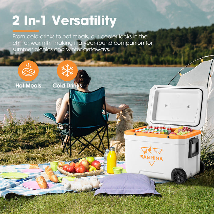 45L Cooler Ice Box Portable Trolley For Camping Picnic Heat Retention