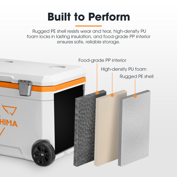 45L Cooler Ice Box Portable Trolley For Camping Picnic Heat Retention