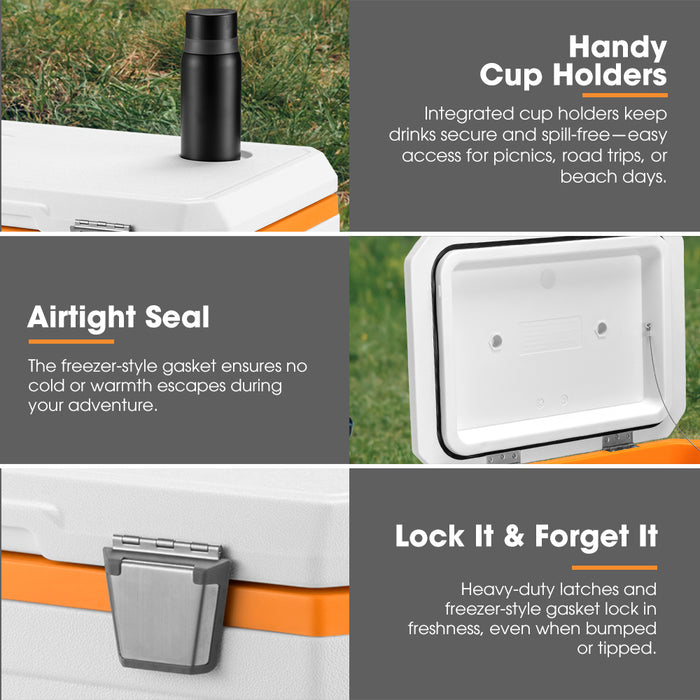 45L Cooler Ice Box Portable Trolley For Camping Picnic Heat Retention