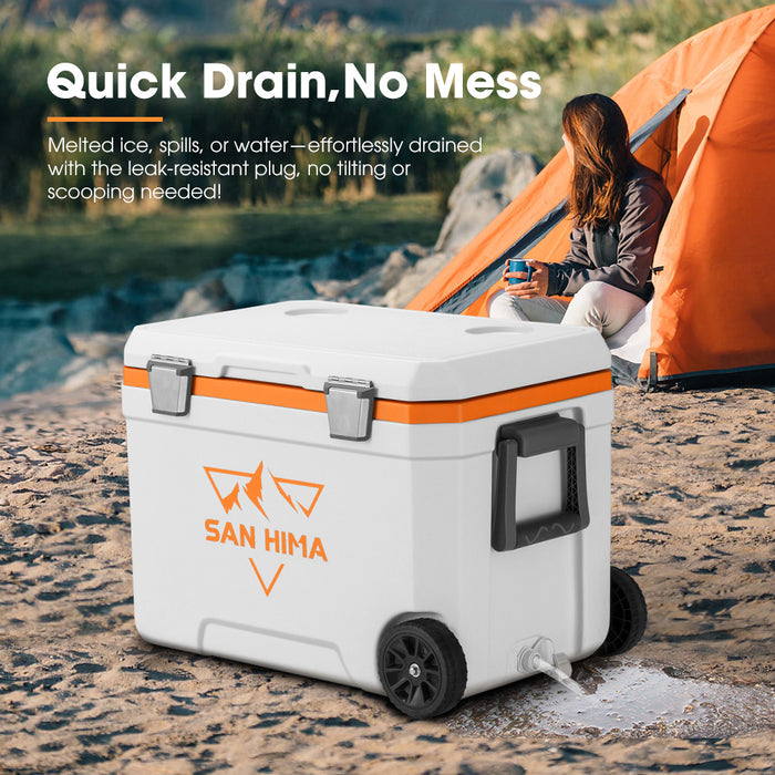 45L Cooler Ice Box Portable Trolley For Camping Picnic Heat Retention