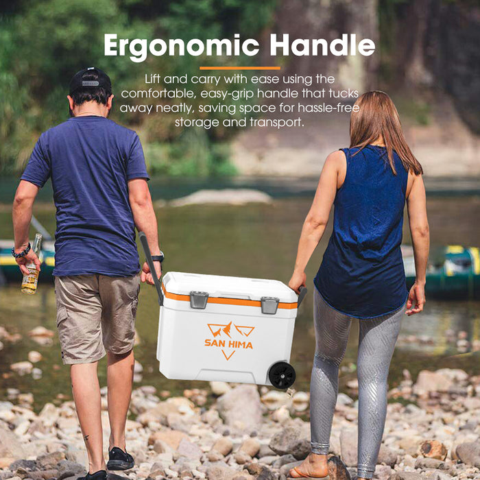 45L Cooler Ice Box Portable Trolley For Camping Picnic Heat Retention