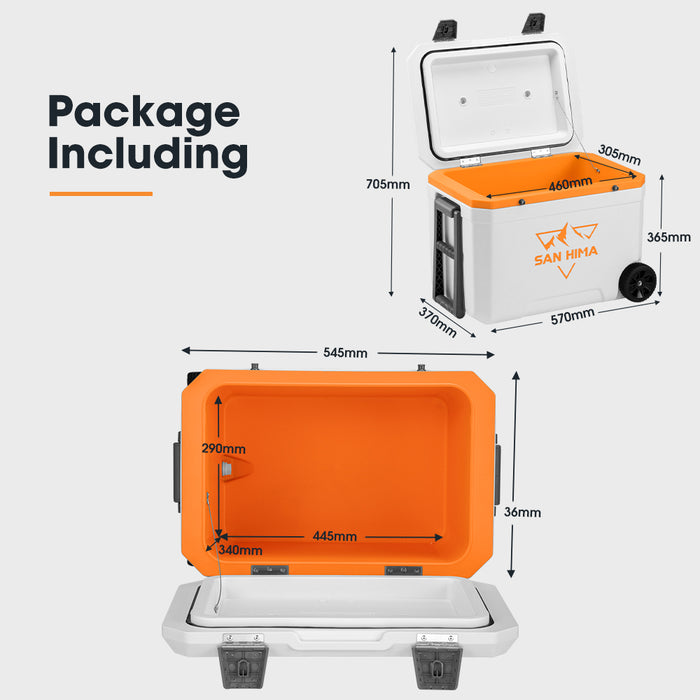 45L Cooler Ice Box Portable Trolley For Camping Picnic Heat Retention